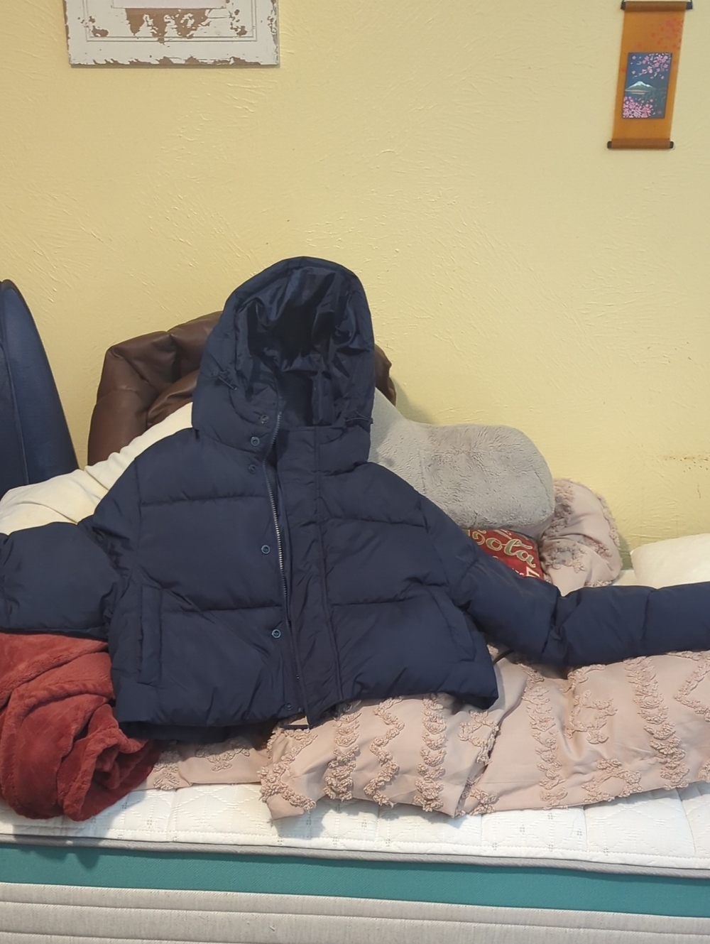 Fabletics Girls' Navy Puffer Coat with Hood